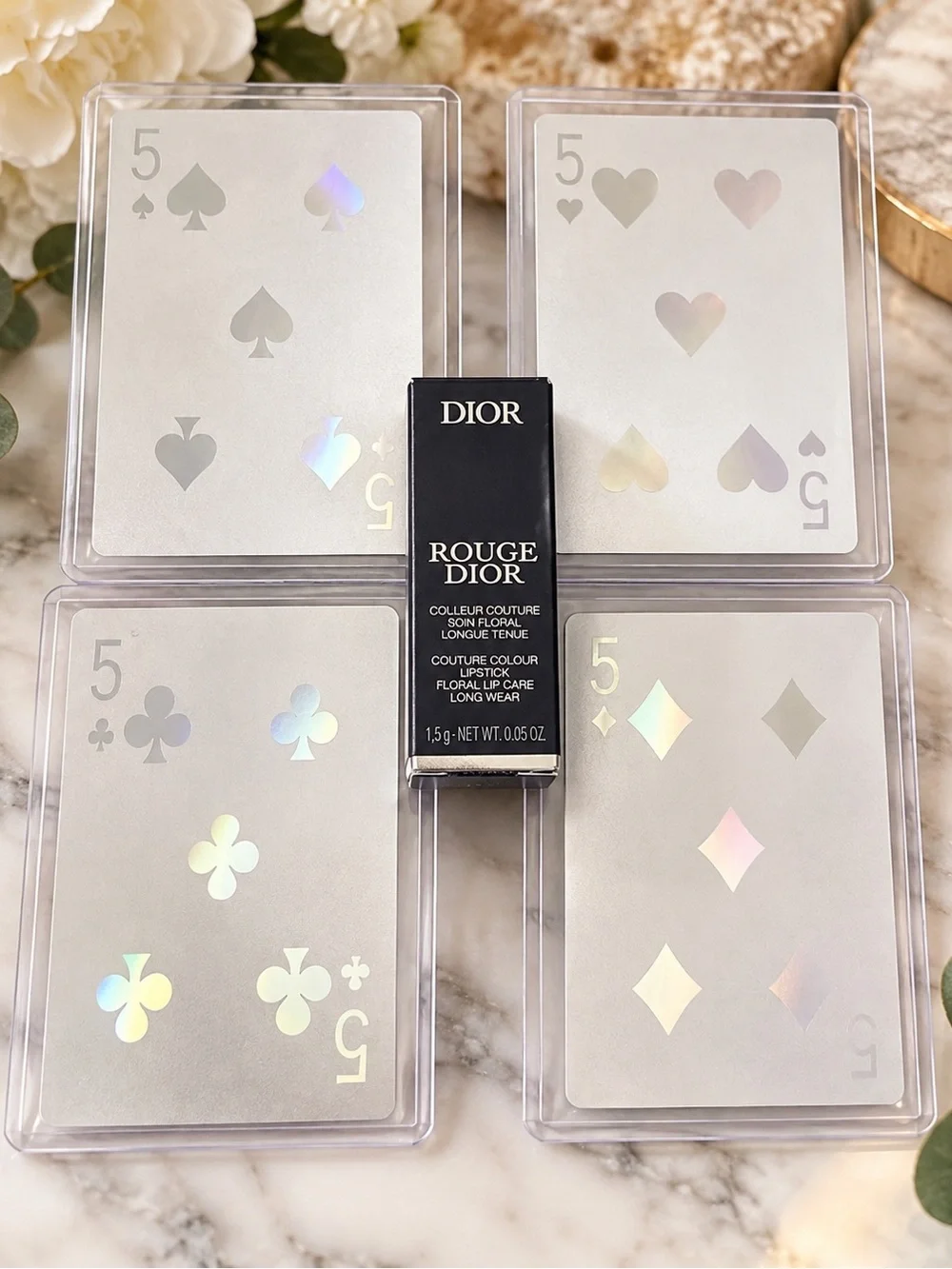 Dior Rouge Dior Lipstick- 777 Fahrenheit - w/ 4 Dior Joy ❤️♠️♦️♣️ 5s cards